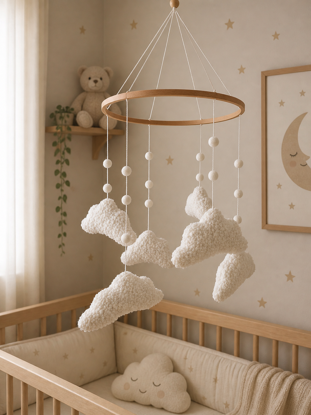 Teddy Wolken Baby Mobiel | Zachte Wolken