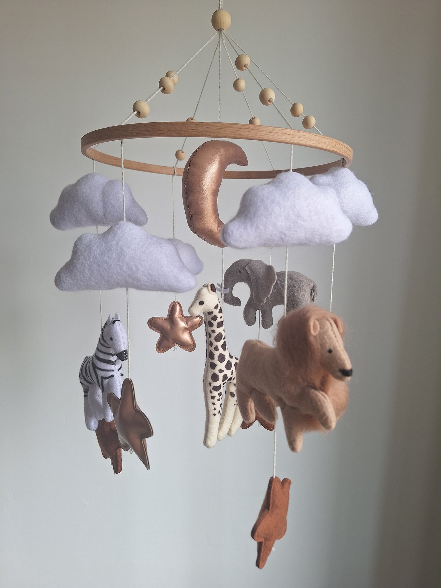 Safari Baby Mobiel | Leeuw, Giraf, Zebra & Olifant