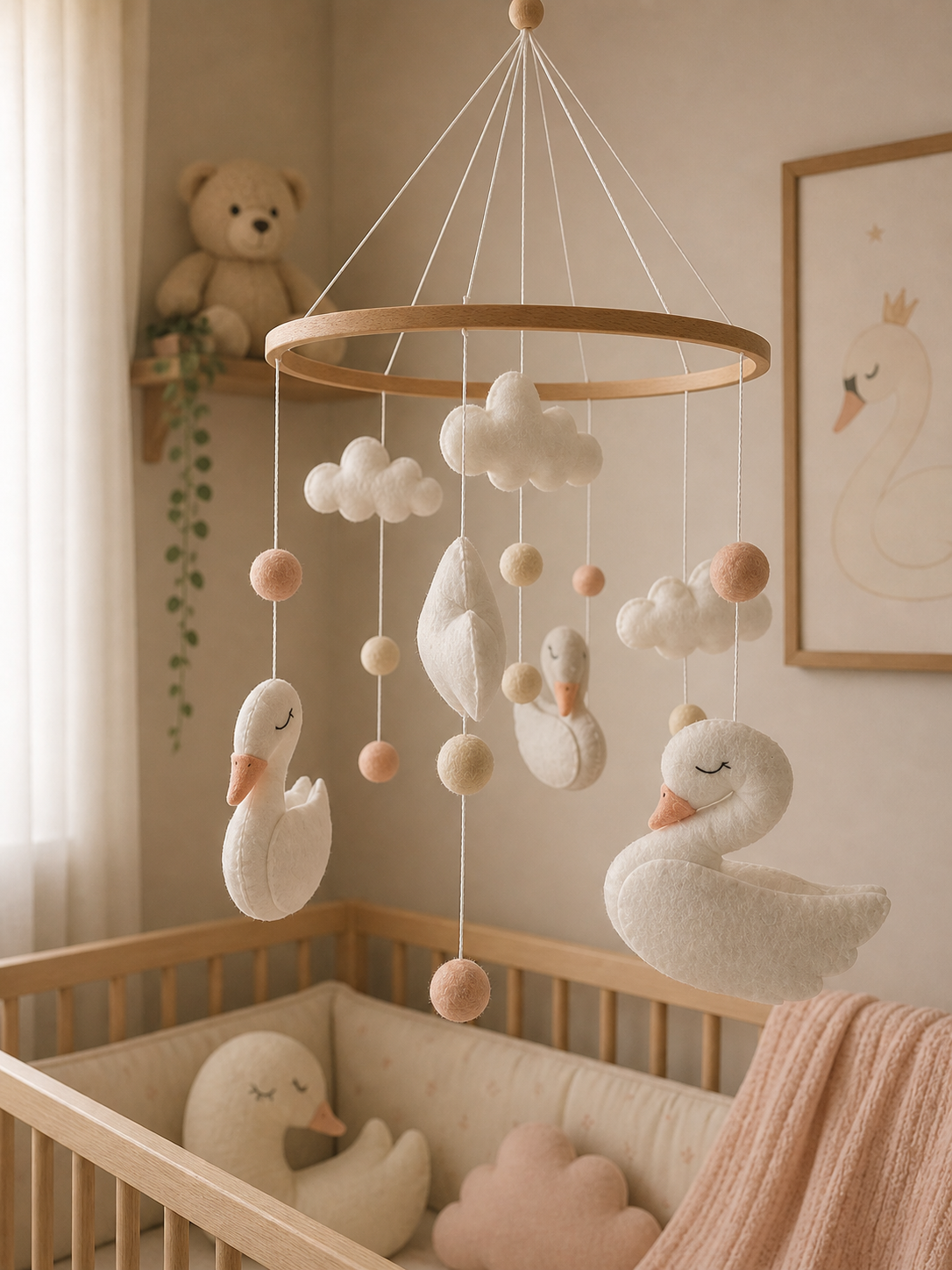 Zwanen Baby Mobiel | Zwanen, Wolken & Maan